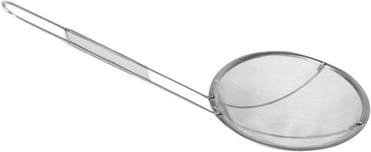 TrueCraftware- 8-3/4-Inch Round Fine Mesh Wire Skimmer 10-7/8" Handle Length Nickel Plated- Kitchen Utensil Food Strainer Skimmer Spoon for Cooking Sieve Sifters Rice Quinoa Pasta Fruits Vegetables