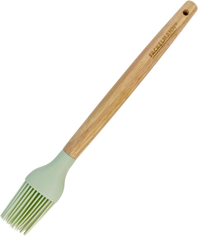Fackelmann Kitchen Brush with Silicone Bristles, Wooden Handle, Max. 230°C, Pastry Brush Suitable for Dressing, Marinating, Hand Wash, Size 27 x 4 cm, Ocean Line