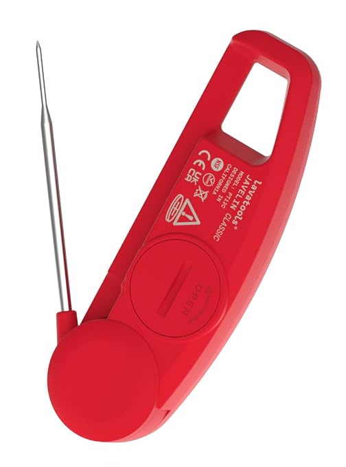 Lavatools Javelin® Digital Instant Read Meat Thermometer, Crimson | Ultra-Fast 3-Second, 2.75" Probe, Compact Foldable Design, IP65 Water Resistant, NSF Certified