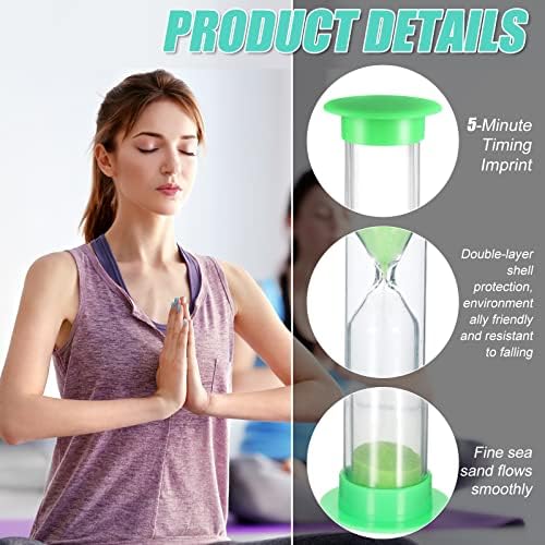 24 Pcs 5 Minute Sand Timer Plastic Hourglass 5 Min Visual Timer Mini Classroom Small Shower Hourglass for Teacher Classroom School Must Haves Supplies Egg Sand Clock Kids Time Management(Green)