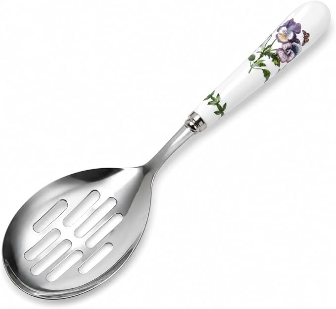 Portmeirion Botanic Garden Slotted Spoon | Slotted Spoon for Serving & Draining, Ideal for Pasta, Vegetables, & Serving, Porcelain & Stainless Steel Construction