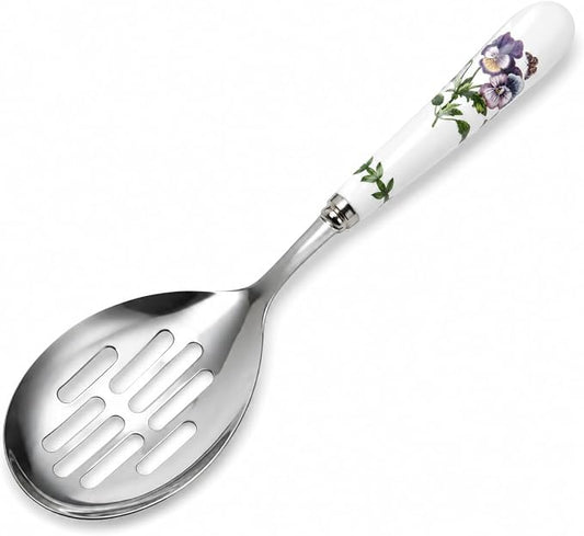 Portmeirion Botanic Garden Slotted Spoon | Slotted Spoon for Serving & Draining, Ideal for Pasta, Vegetables, & Serving, Porcelain & Stainless Steel Construction