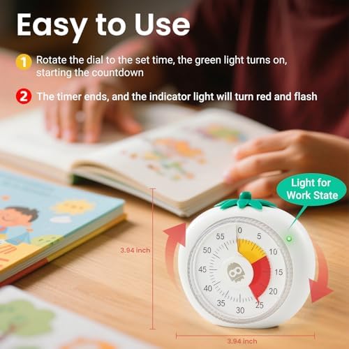 Magnetic Visual Timer, 60-Minute Countdown for Kitchen Classroom Homework