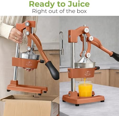 Zulay Kitchen Cast Iron Juicer - Heavy Duty Orange Juicer with Detachable Strainers for Easy Cleaning, Citrus Press for Citrus Fruits, Perfect for Bartenders, Juice Lovers & Health Enthusiasts
