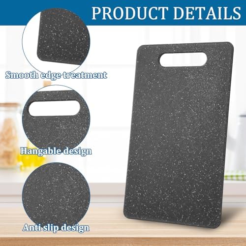 cobee 6 Pcs Small Cutting Board for Kitchen, 6" x 10", Plastic Cutting Boards Set with Easy Grip Handle Mini Cutting Board Mat Set, Dishwasher Safe, Cutting Mat Pad for Food Fruits Prep (Black)
