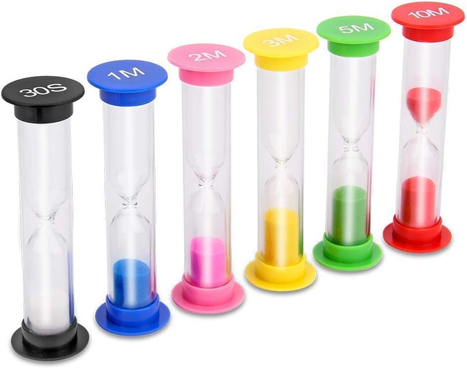 Sand Timer, KISEER 18 Pcs Colorful Hourglass Sandglass Sand Clock Timers Set 30sec / 1min / 2mins / 3mins / 5mins / 10mins for Brushing Children's Teeth, Cooking, Game, School, Office