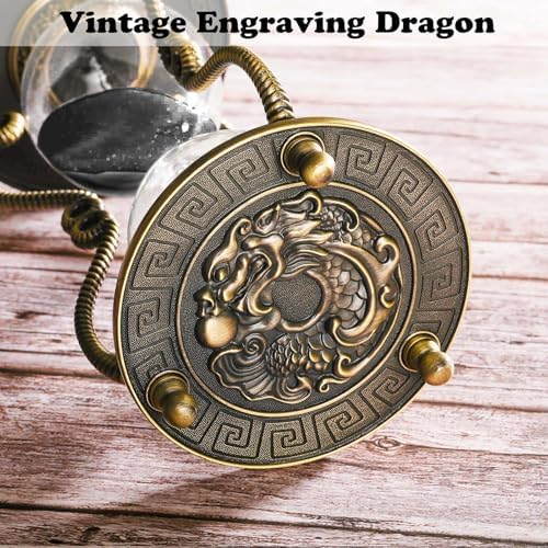 CNCJ Hourglass Timer Sand Clock 60 Minute: Brass Medieval Dragon Black Sand Watch 60 Min, Large Reloj De Arena, Gothic Fantasy One Hour Sandglass for Gifts, Home, Desktop Decor