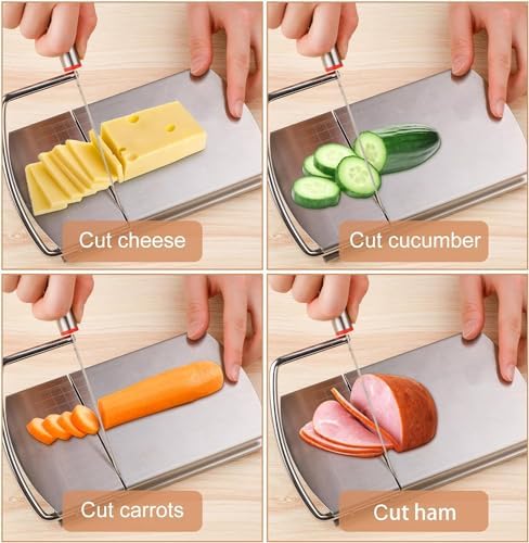 Stainless Steel Cheese Slicer Cutter, Multipurpose Cheese Slicer Food Cutter with Blade