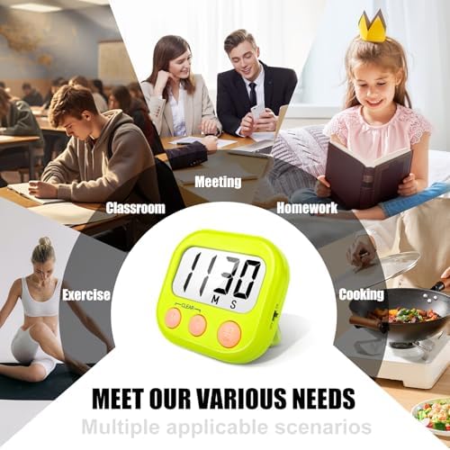 AOUCE Digital Kitchen Timers for Cooking, Timer for Kids 2 Pack Green
