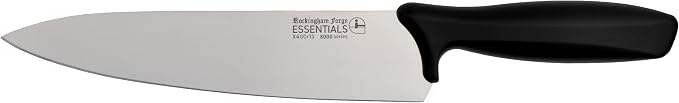Rockingham Forge Essentials 8007 Range Lightweight Stainless Steel 8” Chef’s Knife with Black Handle, Individually Carded