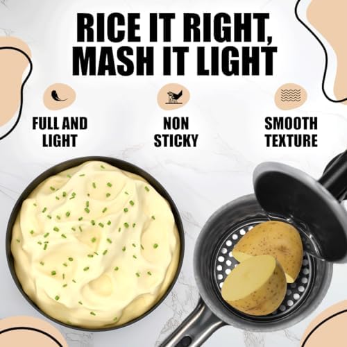 Potato Ricer 15 oz - Potato Ricer Stainless Steel & Ricer for Mashed Potatoes Kitchen Tool - Potato Masher Stainless Steel - Masher Kitchen Tool