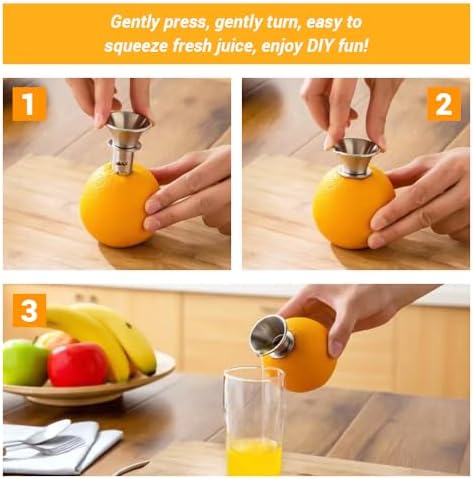 Manual Lemon Juicer, 304 Stainless Steel Mini Portable Thickened Hand Orange Squeezer for Home Kitchen Tools Easy to Clean Silver
