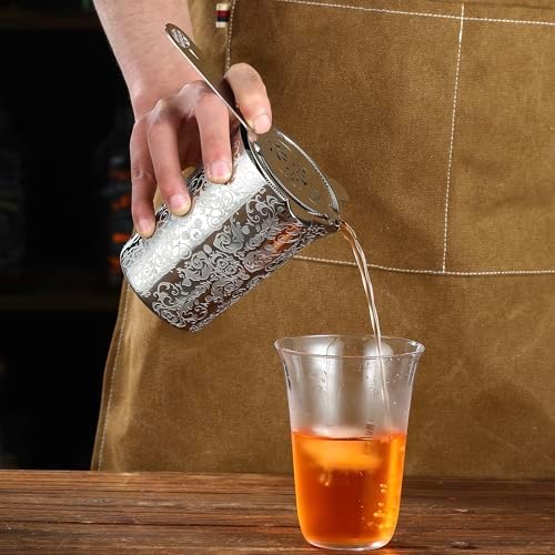 Unbreakable Cocktail Mixing Glass,Stirring Tin, Bar Mixing Pitcher with Spirit Pattern, 17-ounce / 500ml (Spirit Silver)