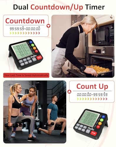 Digital Kitchen Timer with 4 Channel, Loud Alarm and Silent Mode