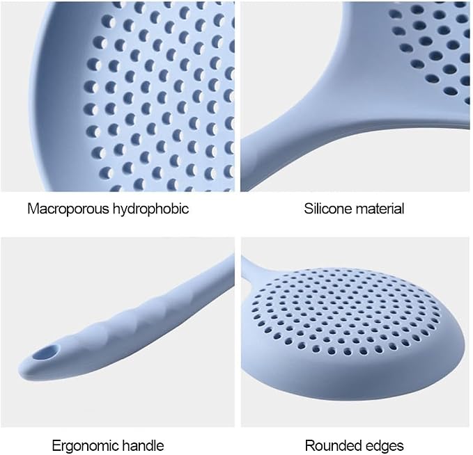 Silicone Skimmer Spoon, Spider Strainer Slotted Spoon Kitchen Ladle Strainer 6.7'' Heat Resistant Drain For Straining Vegetables And Oil(white)