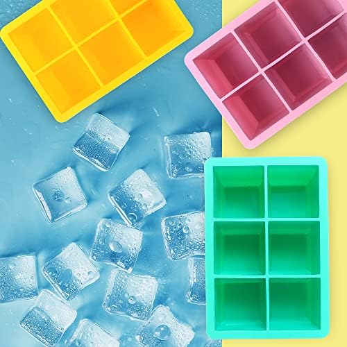 Excnorm Silicone Ice Cube Trays, 3‑Pack Large Square Molds with Lid