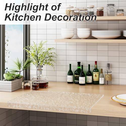 JJL Acrylic Cutting Board with Counter Lip, Anti-Slip, 20 x 16 Inches, Texture, Perfect for Cutting Bread, Meat, and Vegetables, Ideal Choice for Kitchen Countertop Décor