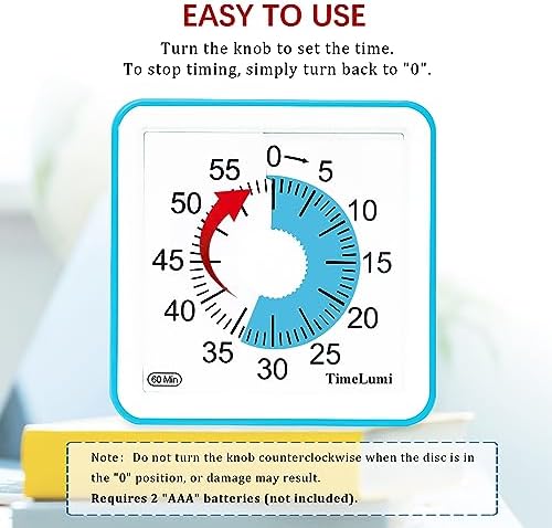 60-Minute Visual Timer for Kids, Management Classroom Timer, Blue