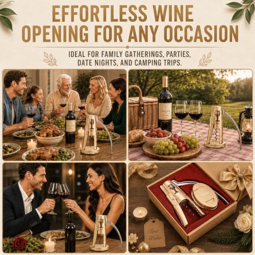 TRAVOCE Manual Lever Wine Opener with Foil Cutter, Bronze Tone