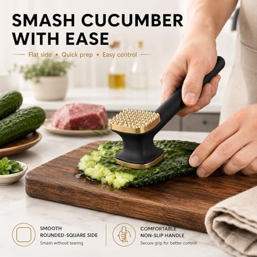 Meat Tenderiser Hammer, Heavy Duty Meat Mallet with Dual-Sided Hammer, Non-Slip Ergonomic Grip for Steak, Chicken, Beef, Pork & Fish, Metal Meat Tenderizer Tool for Kitchen & BBQ