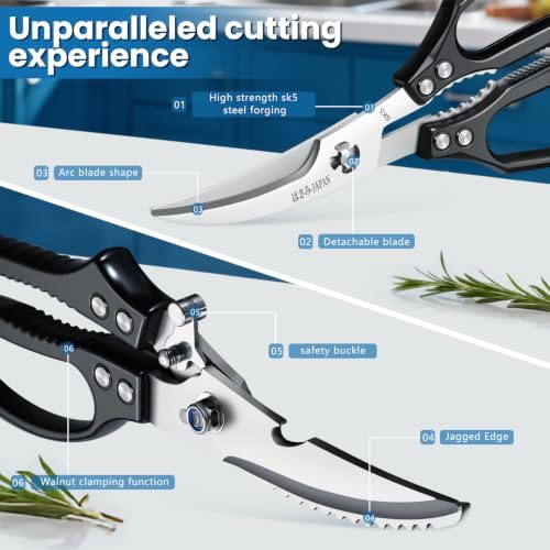 HUUSK Black Kitchen Scissors Set -Heavy Duty Kitchen Shears