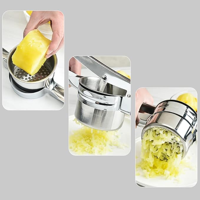 Large Stainless Steel Potato Ricer, 3 Interchangeable Discs for Fine, Medium, and Coarse, Heavy Duty Potato Masher and Ricer Kitchen Tool，Press and Mash For Perfect Mashed Potatoes
