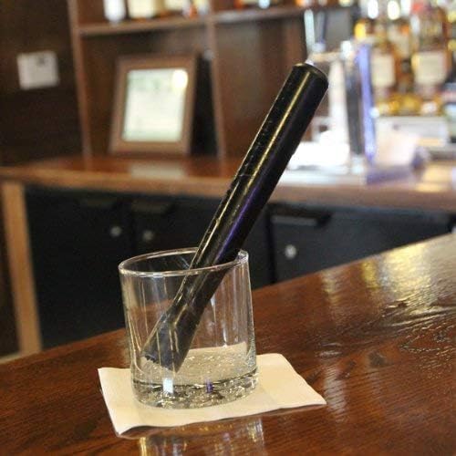 Dynore Stainless Steel 5 Pcs Professional Bar Set- Cocktail Shaker, Tall Peg Measure, Teardrop Bar Spoon, Wine Pourer, PVC Muddler Black