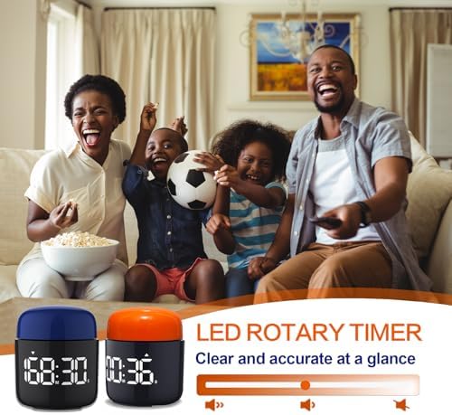 Large Display Digital Timer Stopwatch, Retro Manual Twist Table Count Down & Up Game Timer, Easy to use, Night Light Silent & Sound Timers for ADHD Study Work Kitchen Classroom Yoga Gym (Tangerine)