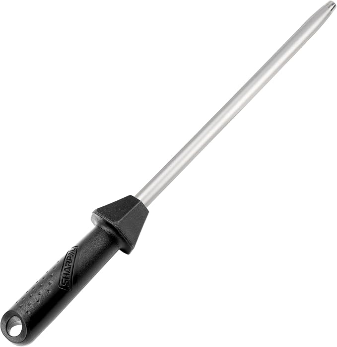 SHARPAL 119N Diamond Sharpening Steel Professional Knife Sharpener | Solid Honing Rod Built-In Angle Guides, Sharpens & Realigns Edges, Polishes Edges, For Chef & Kitchen Knives
