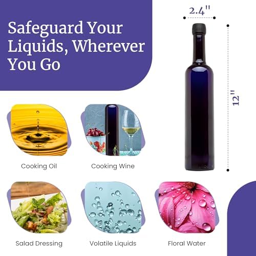 Infinity Jars Black Ultraviolet Long Neck Glass Oil Bottle 500Ml (17 fl oz) Miron Water Dispenser bottle airtight leakproof, water, Olive Oil Cruet, Used in Kitchen, Amber glass bottle 3-Pack