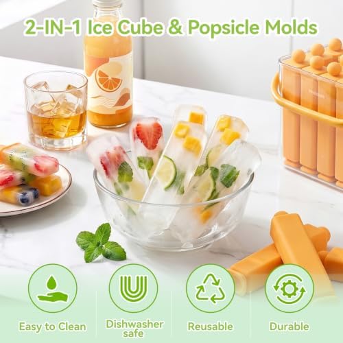 12 Individual Lidded Silicone Ice Cube Trays, Easy Release
