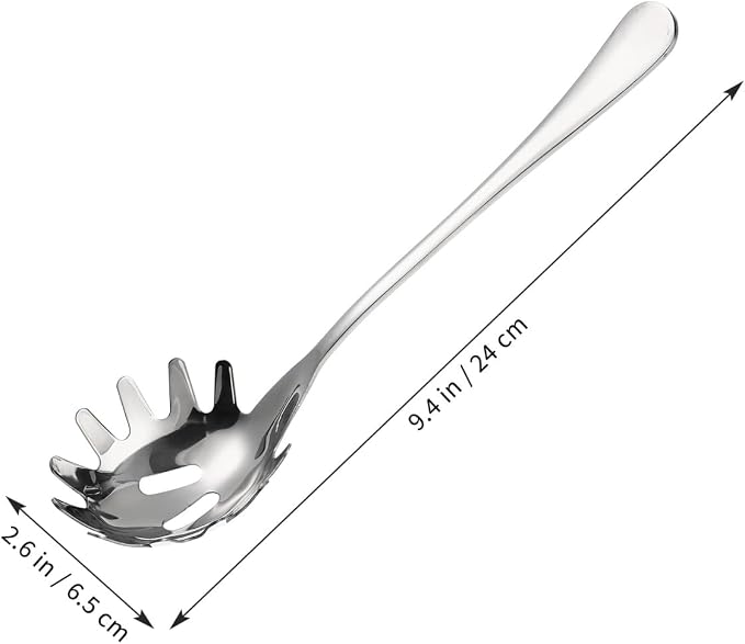 UPKOCH Stainless Steel Spaghetti Spoon 9.44 Inch Pasta Serving Spoon with Comfortable Handle for Easy Noodle Dumpling and Soup Serving in Home and Restaurant