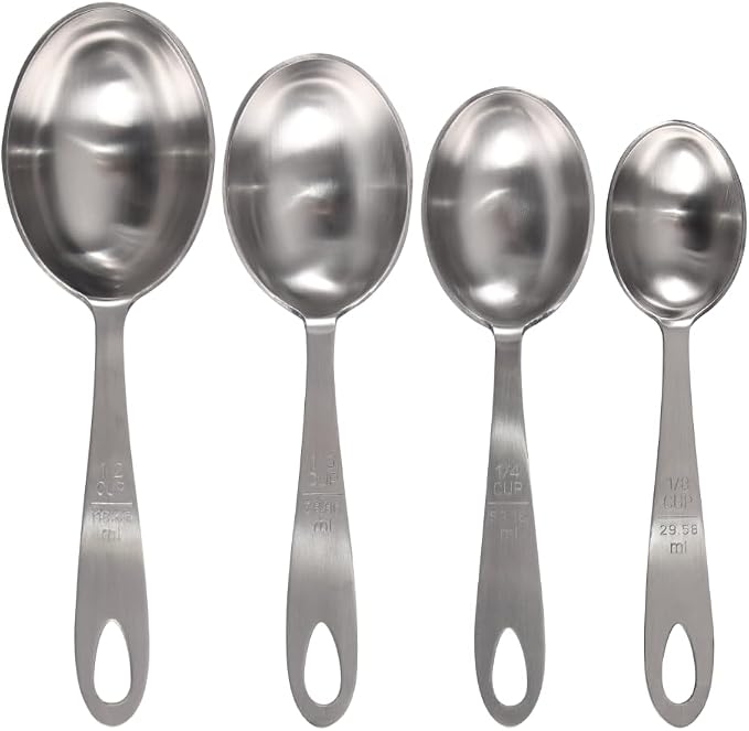 Lindy's MPC4 4-Piece Stainless Steel Measuring Scoop Set,Silver, 9 inches long