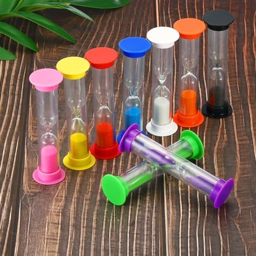 PATIKIL 3 Minute Sand Timer, 4Pcs Small Sandy Clock with Plastic Cover, Count Down Sand Glass for Games, Kitchen, Party Favors DIY Decoration, Black