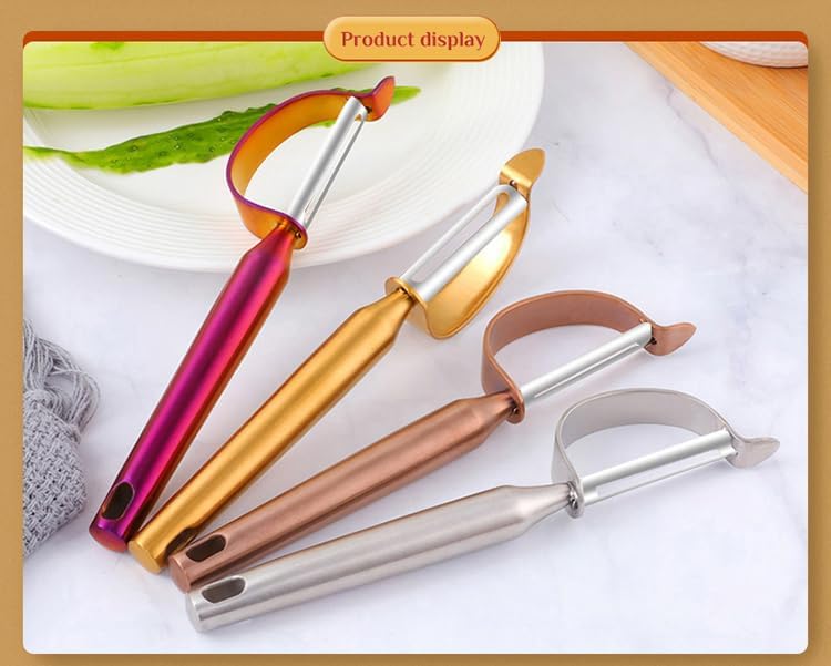 Stainless Steel Vegetable Peeler with Potato Eye Remover & Swiveling Twin Blades, Y Shaped & P Shaped Titan Potato Peeler for Fruit & Veggie, Dishwasher Safe, 2 PCS (Sunset Red)