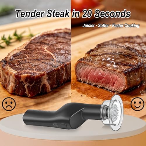 YOTAN Electric Meat Tenderizer for Steak, 3 Speed Powerful Motor, Tenderizes Tough Meat in Seconds, Stainless Steel Tender Head, Safe One-Press Design, Easy to Clean, for Beef Pork Chicken BBQ