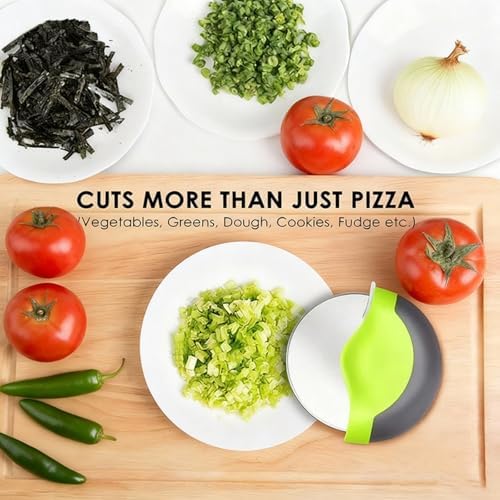 Bestac Premium Design Pizza Cutter Wheel - Razor Sharp Stainless Steel Slicer with Protective Blade Guard & Cover (Green)