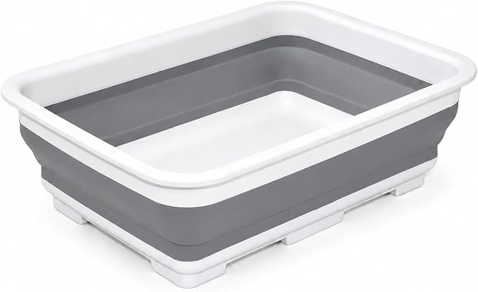 Goderewild Collapsible Dish Pans – 10L (2.6 Gal) Foldable Sink Tub, 14.5'' x 10.5'' x 5", Compact and Space-Saving Multiuse Foldable Basin for Dish Washing, Camping, RV and Vegetable Cleaning