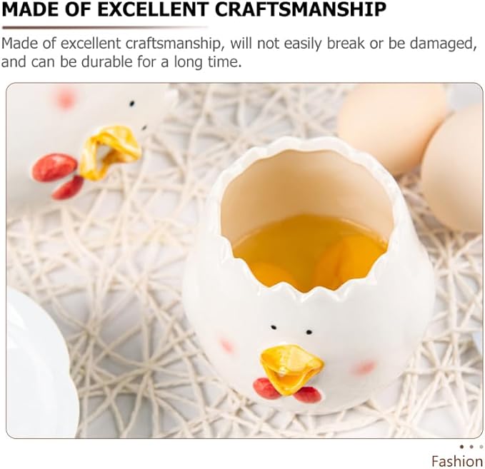 Luxshiny Chick Shape Egg Separator Ceramic Kitchen Tool 3.34X3.34X3.14In Egg Yolk White Splitter for Cooking Baking Home and Cafe Use