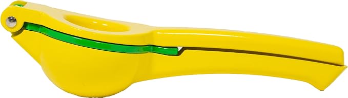 SOL - Metal Juice Press 2-in-1 Lemon Lime Squeezer Press – Manual Squeezer, Max Extraction Manual Citrus Juicer, Resistant to Moisture, Non-Slip Handle - Yellow, Green