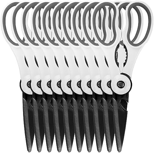 Premium 4-in-1 Kitchen Shears - White & Black - 10 Sets (10 Scissors)