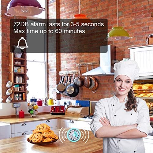 No battery mechanical timer, kitchen timer with magnet, time manager, can be used for cooking, learning, baking, exercise, etc, beautiful appearance, easy to use (green)