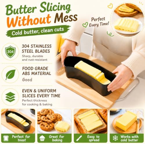 JAYVAR Extra Large Cheese Slicer Butter Cutter, 304 Stainless Steel Blades