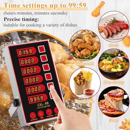 Relaxweex 1 Pack Commercial Digital Kitchen Timer for Cooking, 6 Channel