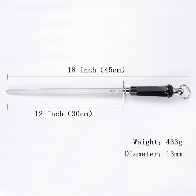 Honing Steel Professional Knife Sharpeners,12 inch Sharpening Steel Honing Rod,High Carbon Sharpening Rod, Fine Lines, High hardness, Wear Resistant, knife sharpening