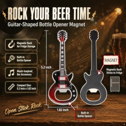 Guitar Shaped Bottle Opener, 2 Pack Metal Beer Opener Gift for Music Lovers
