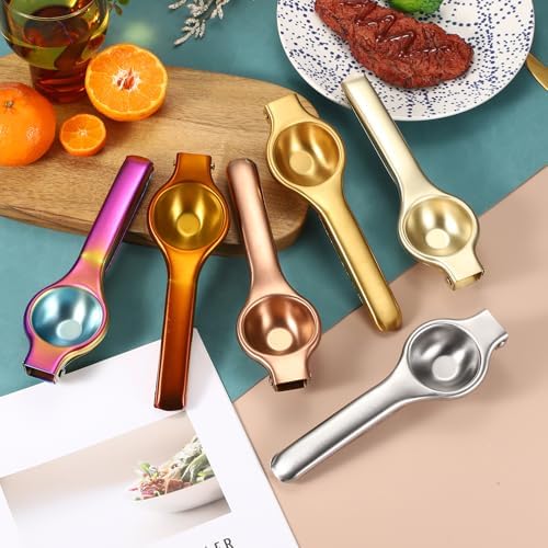 uxcell Metal Lemon Squeezer, Stainless Steel Citrus Fruit Juicer Handheld Lemon Juicer Squeezer Manual Press Professional Hand Kitchen Tool for Lemon Citrus Juicing, Silver Tone