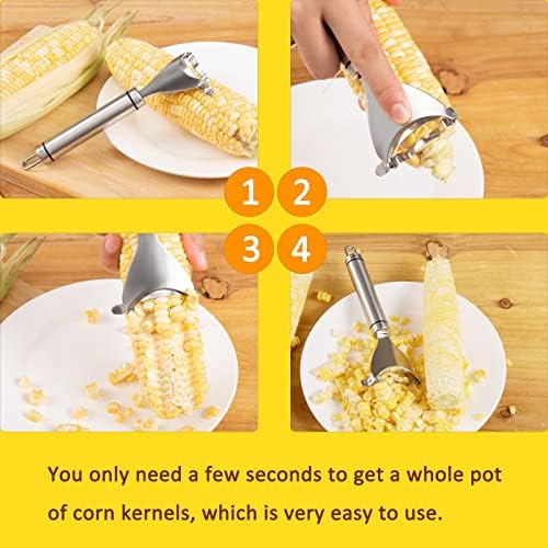 Corn Peeler, Corn stripper for corn on the cob remover tool,Stainless steel multifunctional Kitchen Grips Corn planer Cob Cutter kernels, with Hand Protect