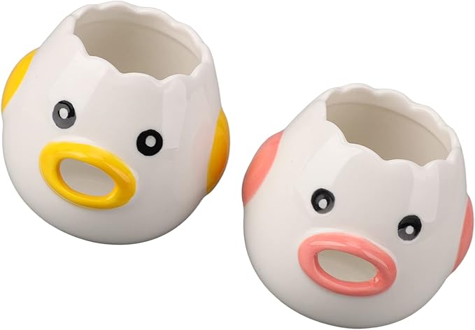 2Pcs Egg Separators, Ceramic Chicken Yolk Strainer Kitchen Cooking Accessories Suitable for Kitchen Egg Cooking