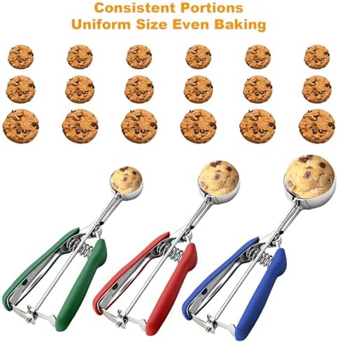 Color-Coded Cookie Scoop Set with Engraved Sizes,3 Sizes for Baking